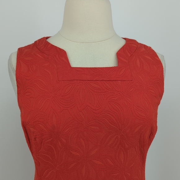 01172 Jones Studio Floral Quilted A Line Dress Orange size 14W preppy spring - Picture 3 of 8